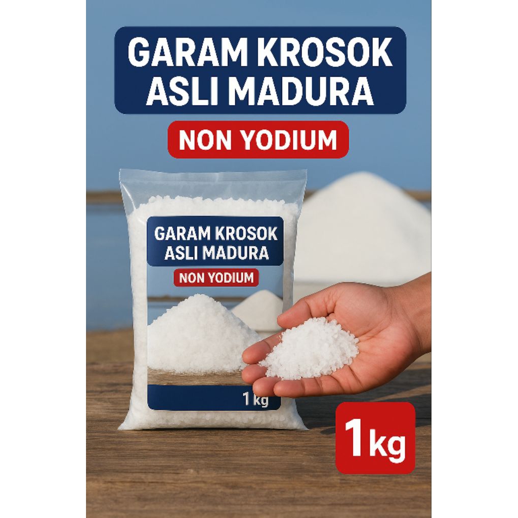 

Garam Krosok Sumenep Madura Non Yodium 1Kg / 5Kg | Garam Kasar Asli Sumenep Madura untuk Industri, Kuliner & Ikan Asin