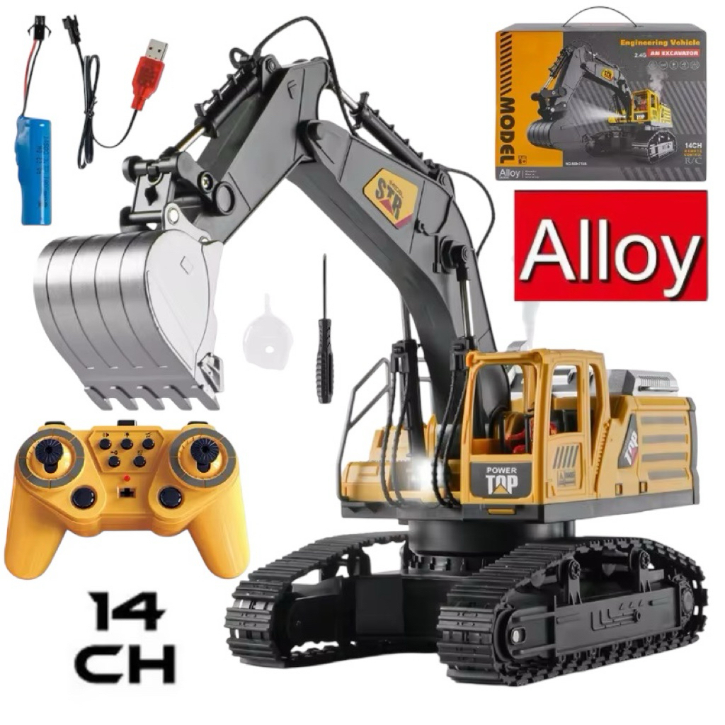 Mobil Kontruksi Excavator Rc 14CH Skala 1:14 ALLOY Mainan Anak Mobil Keruk pasir Bego Rc Besi