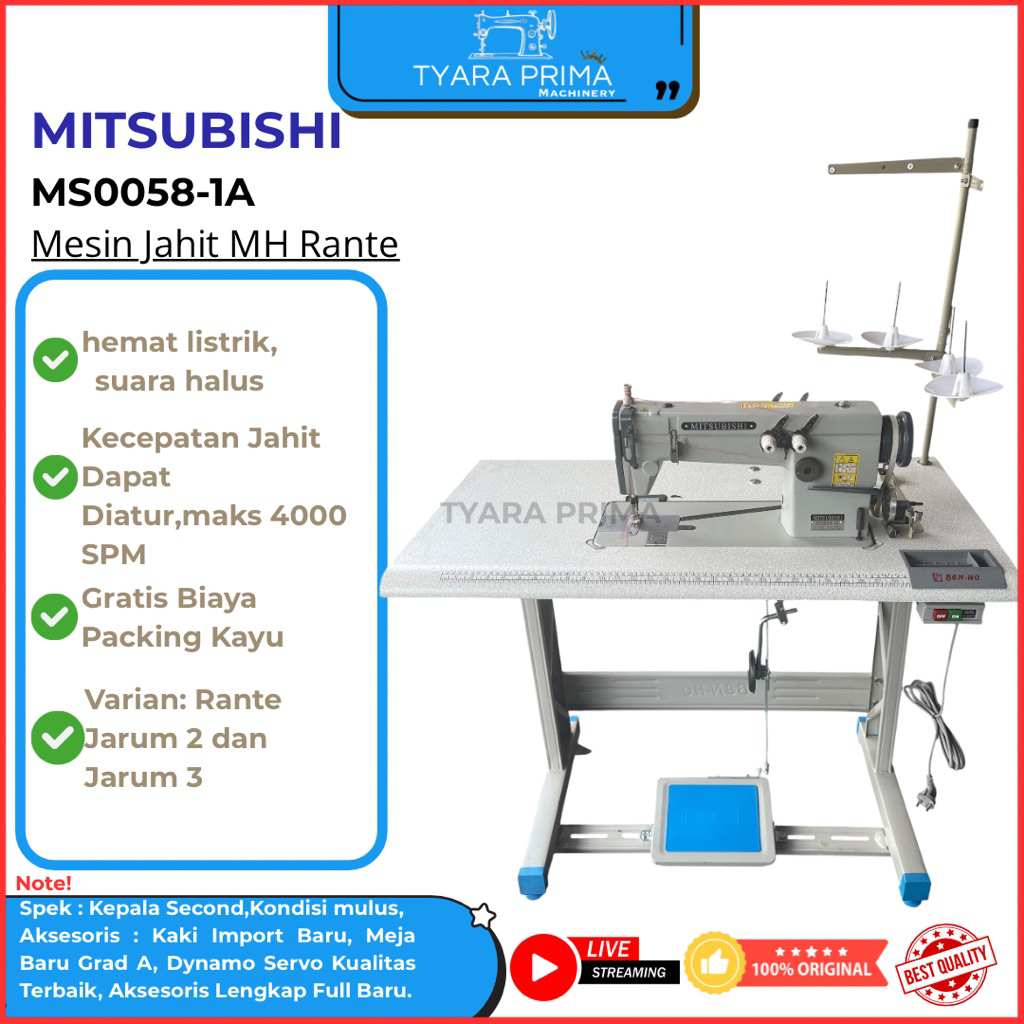 Mesin Jahit MH Rante Mitshubishi Second High Speed Industri Jarum 2 Dan Jarum 3