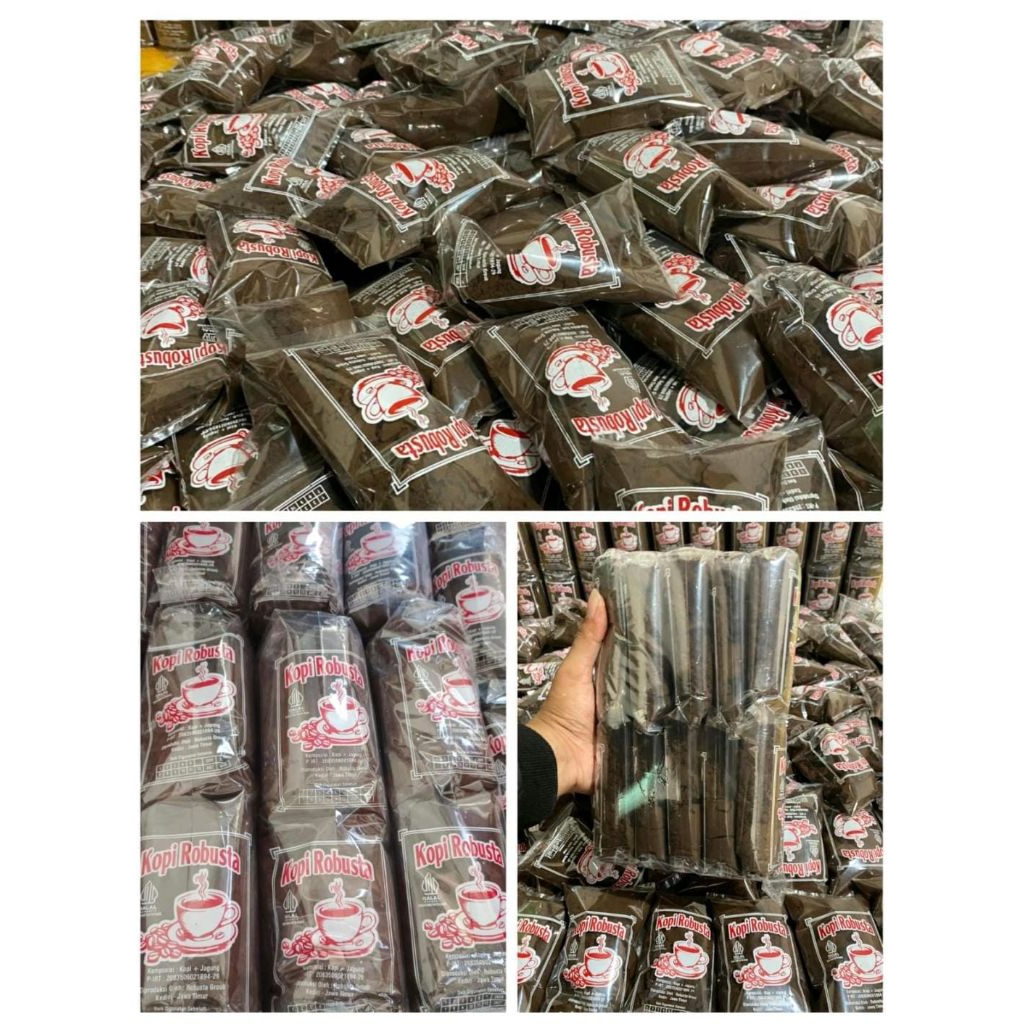 

Kopi Bubuk Hitam Robusta isi 10 pcs (kurleb 1kg)*1 bal isi 10pcs / Promo 3 Bal isi 30pcs