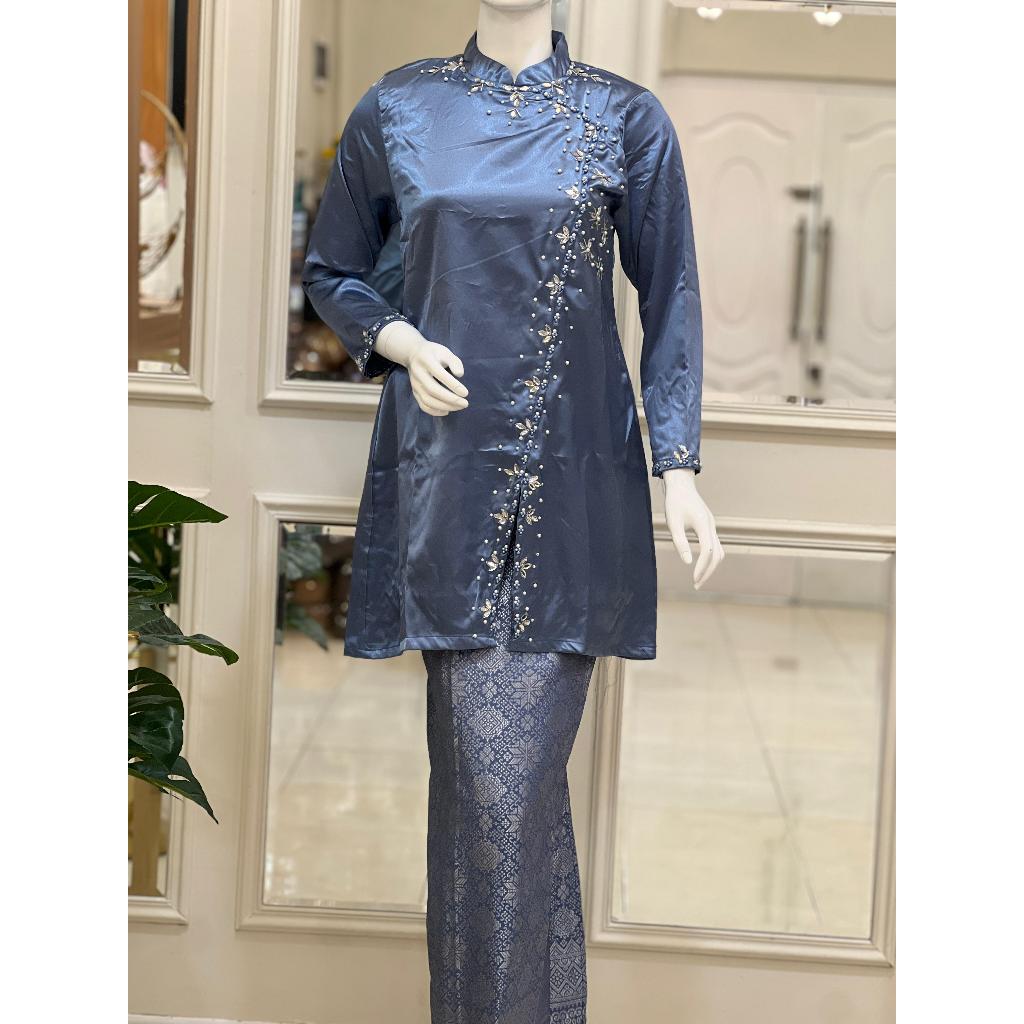 Setelan kebaya janggan polos payet elegant mix rok songket