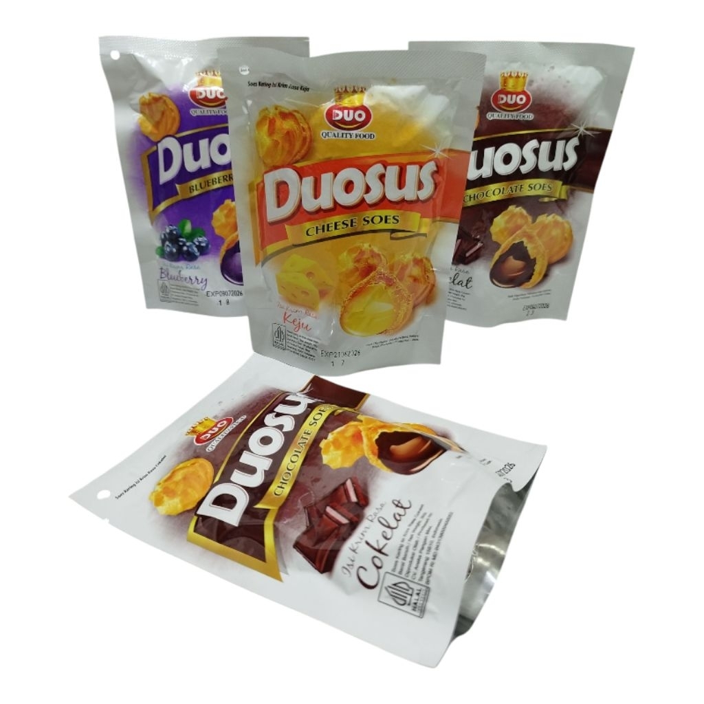 

(5pcs) duosus kue soes kering isian krim coklat, blueberry dan keju