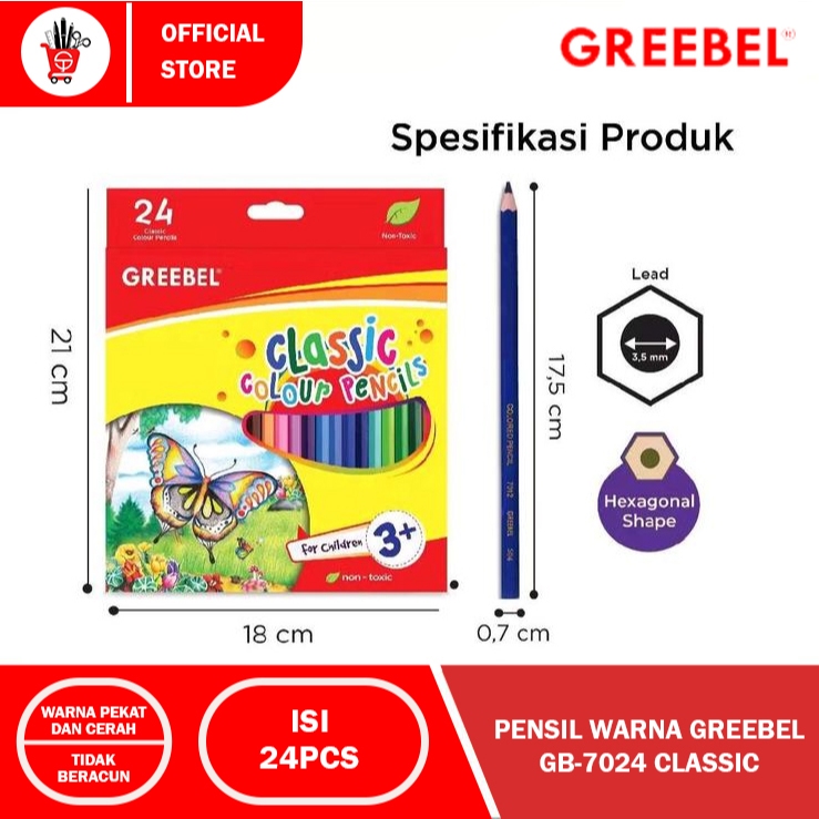 

PENSIL WARNA GREEBEL GB-7024 24 WARNA CLASSIC (1SET)