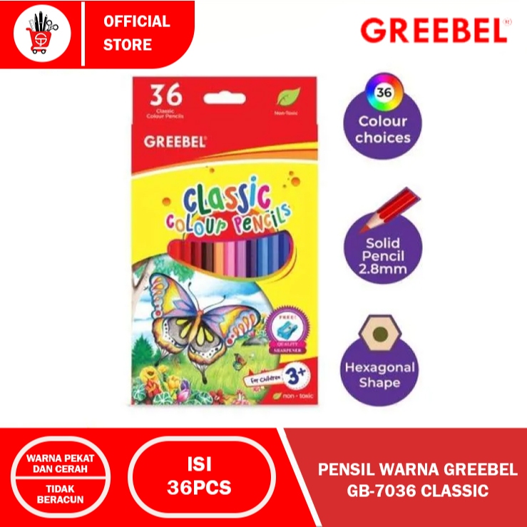 

PENSIL WARNA GREEBEL GB-7036 36 WARNA CLASSIC FREE RAUTAN (1SET)