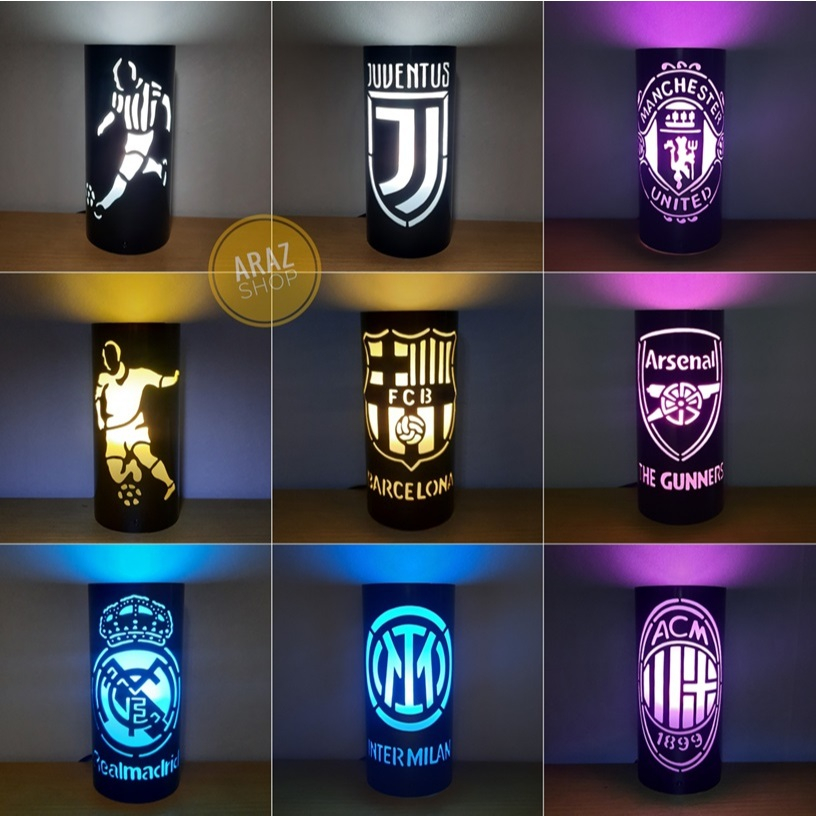 Lampu Tidur Hias Ukir Led Logo Bola Soccer Hobi Hadiah Kado Tempel Dinding Meja Hobby Laki AC Milan 