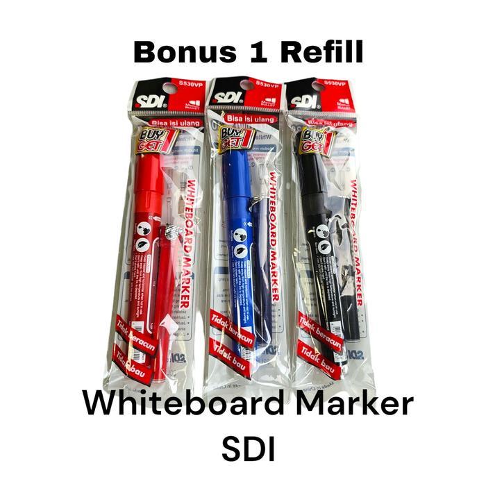 

Spidol Whiteboard Papan Tulis SDI S530VP Free Refill Medium Tip Non-Toxic Original (1 SET) / White Board Marker SDI S-530-VP Gratis Tinta Non Toxic Tidak Beracun Per Set
