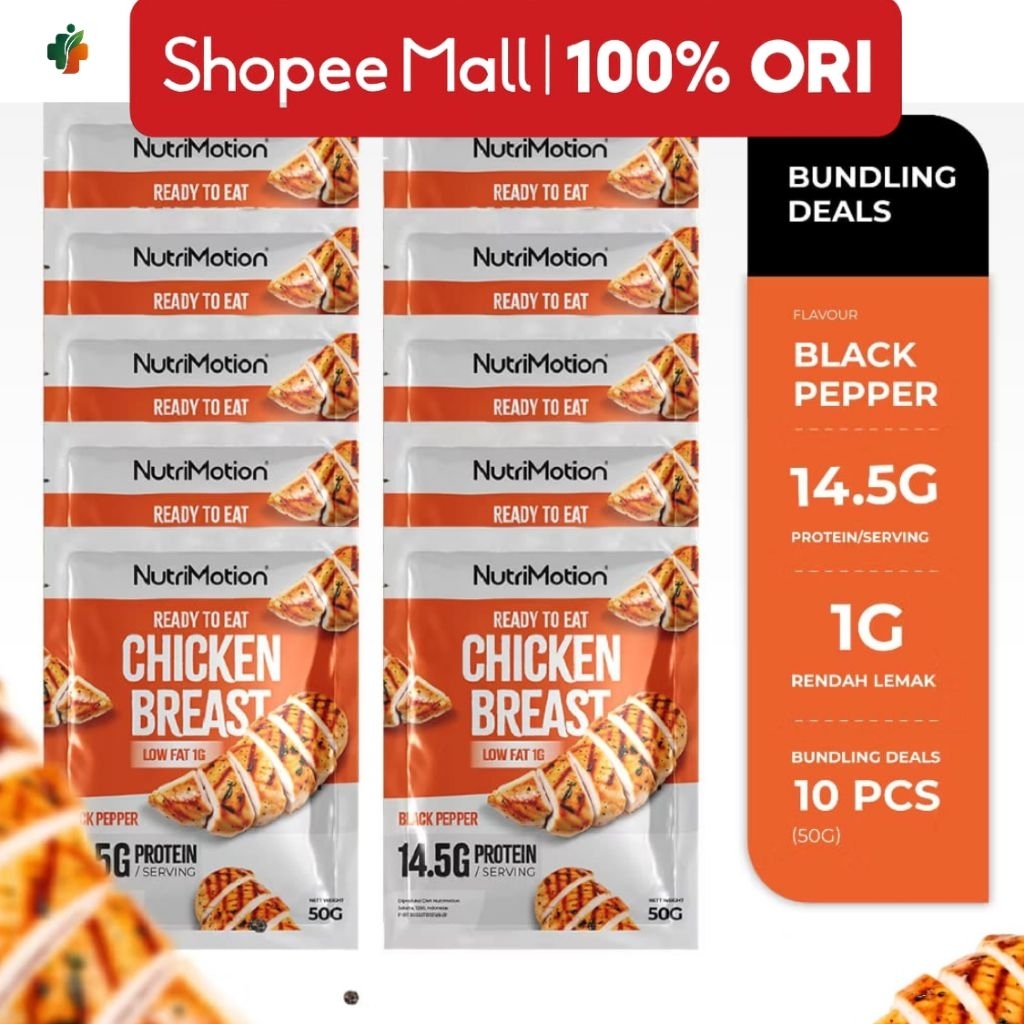 

[10 Pcs] Nutrimotion Chicken Breast tinggi protein dan rendah lemak cocok untuk cemilan rendah kalori