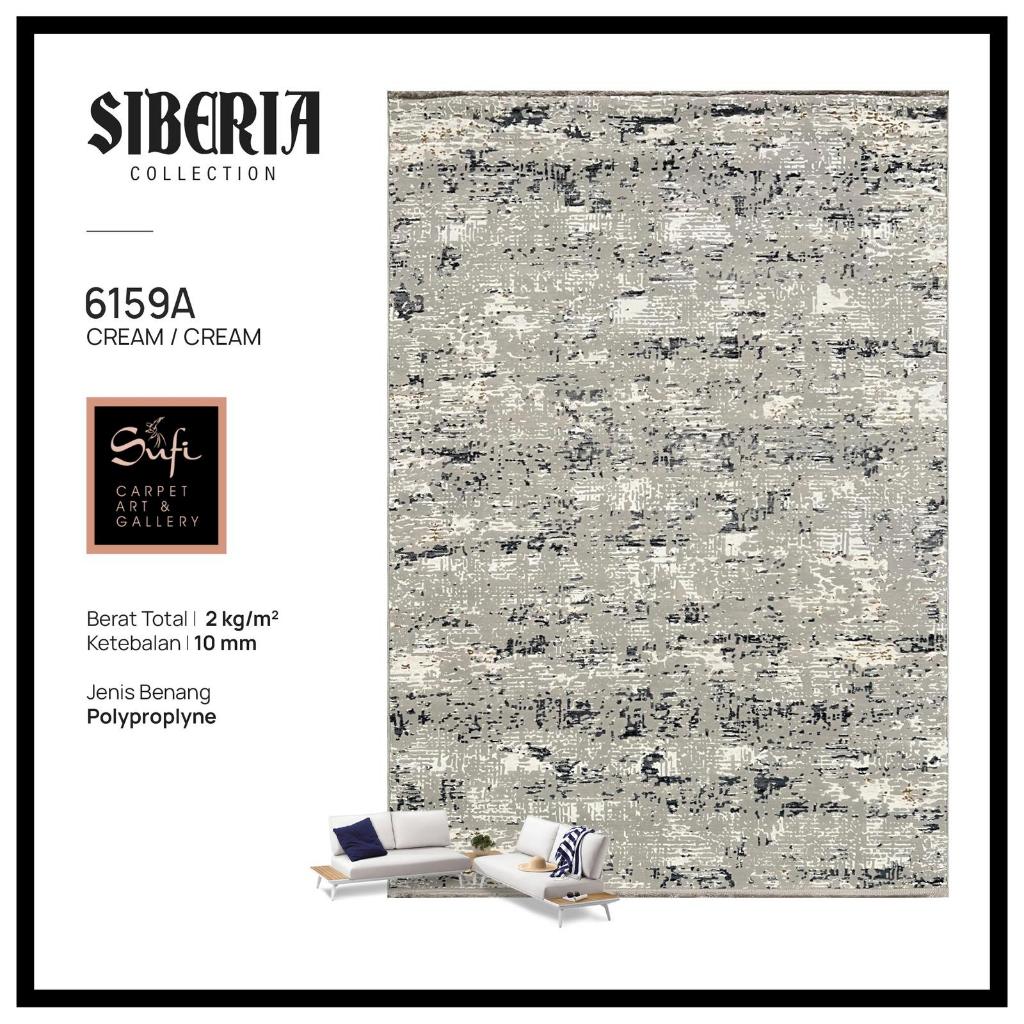 Karpet Lantai Abstrak Minimalis Modern Siberia Design Turki Q4 6159A Cream
