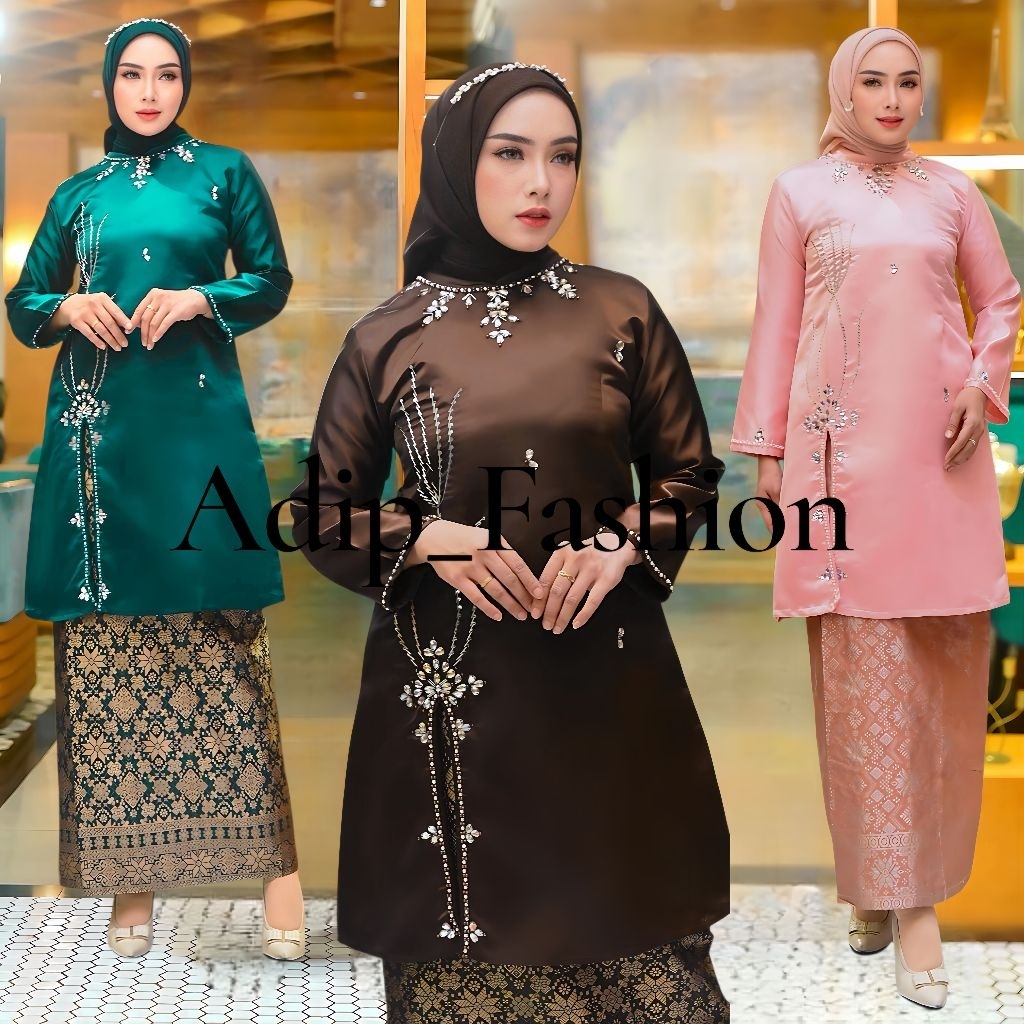 Kebaya Malay Payet Premium Set Rok Songket Span||Kebaya Wisuda||Kebaya Brismaed||Kebaya Kondangan||K