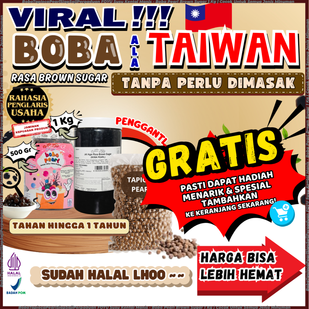 

BobaTapiocaPearlSiapSajiPerpaduan FOYU Susu Kental Manis - Boba Pearl Brown Sugar 1 Kg | Cocok Untuk Semua Jenis Minuman