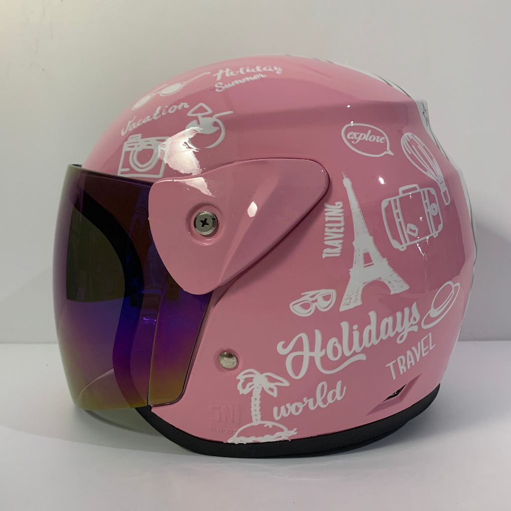 Helm Nuvo Traveling Pink Glossy - SNI Dewasa BXP Evo