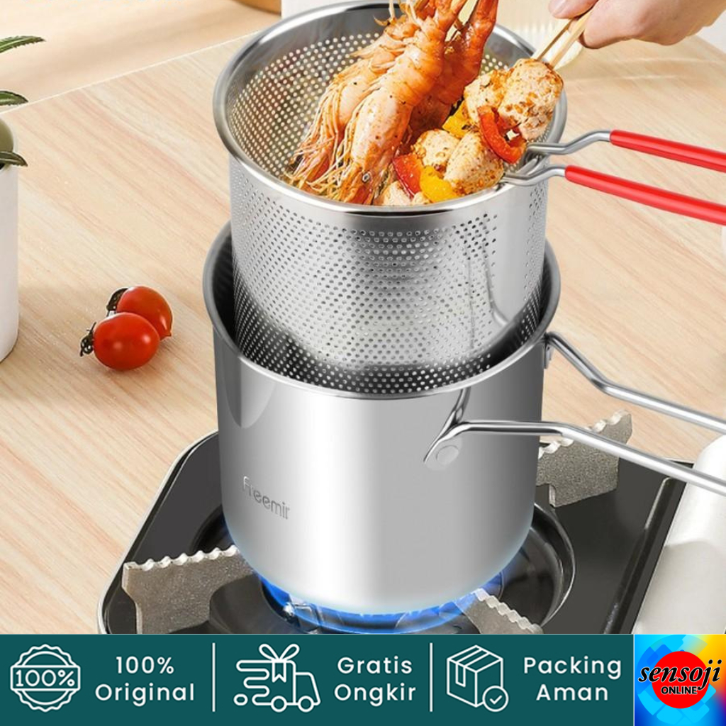 Freemir 12 cm Panci Deep Fryer Stainless Steel Freemir Deep Fryer Penggorengan Pot Set