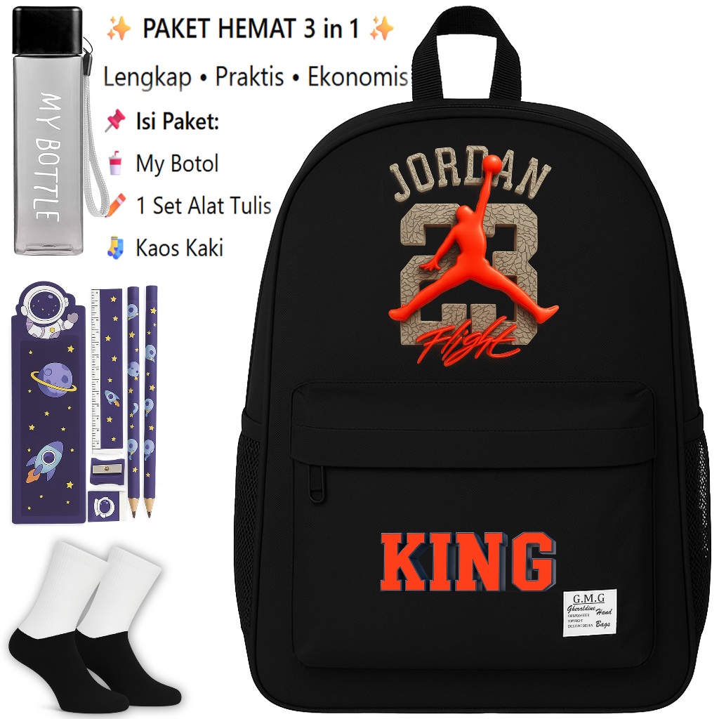 Tas Sekolah Anak Ransel SD Keren Kece Pria Laki Laki Gambar Motif Anime KARAKTER KING JORDAN 23