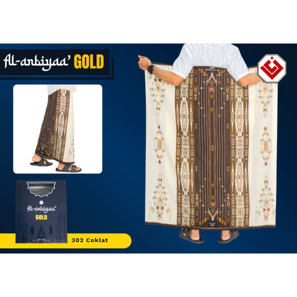 Sarung Al Anbiyaa' Gold Motif  302 Sarung Palekat Al  Anbiyaa' Gold Terbaru