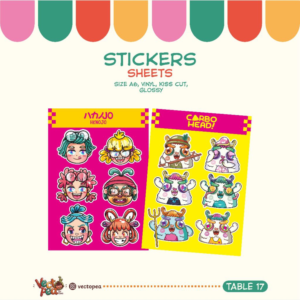 

Stiker Sheet Vinyl Kiss Cut Karakter Original Lucu Colorfull - Vectopea by Cing