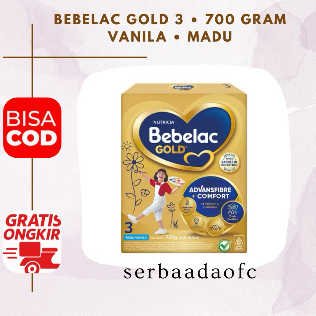 

Susu Bebelac Gold 3 Vanilla 700 g Baby Milk Bubuk Tinggi Serat Balita Nutricia (BISA COD)