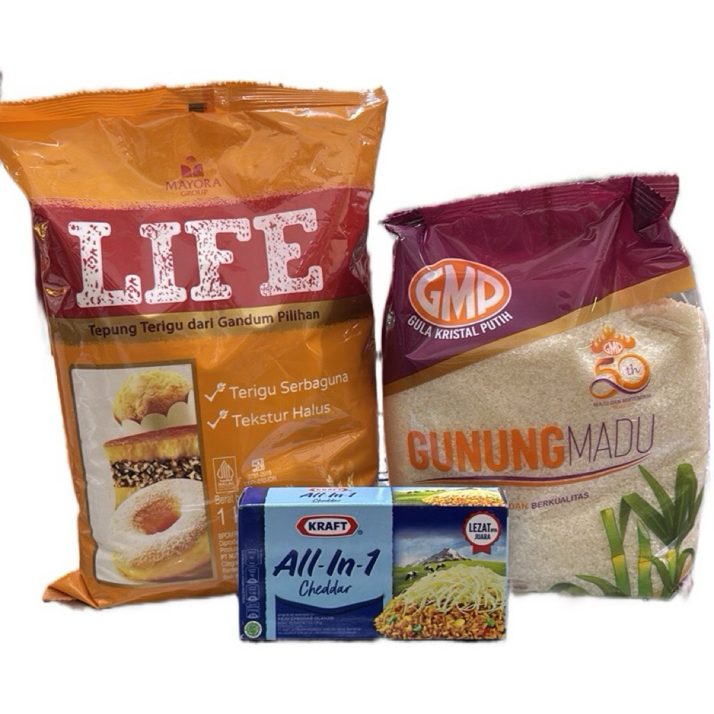 

(C3) COMBO HEMAT 1pcs Tepung Life 1kg, 1pcs Gula GMP, 1pcs Kraft all-in-1