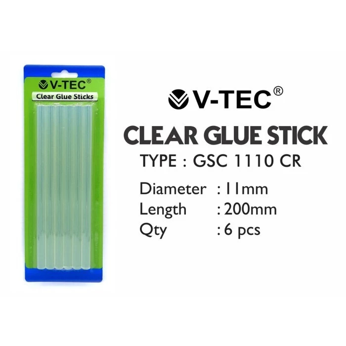 

V-TEC Glue Stick Gun GSC-1110 CR 11 mm Refill Lem Lilin Tembak / Glue Gun Stick isi 6 pcs 20 cm Vtec