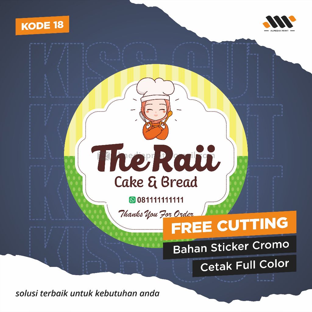 

(Isi 45-150 PCS) Cetak Stiker Cromo Vinyl Produk Kemasan Label Stiker Makanan Minuman (Free Cutting)