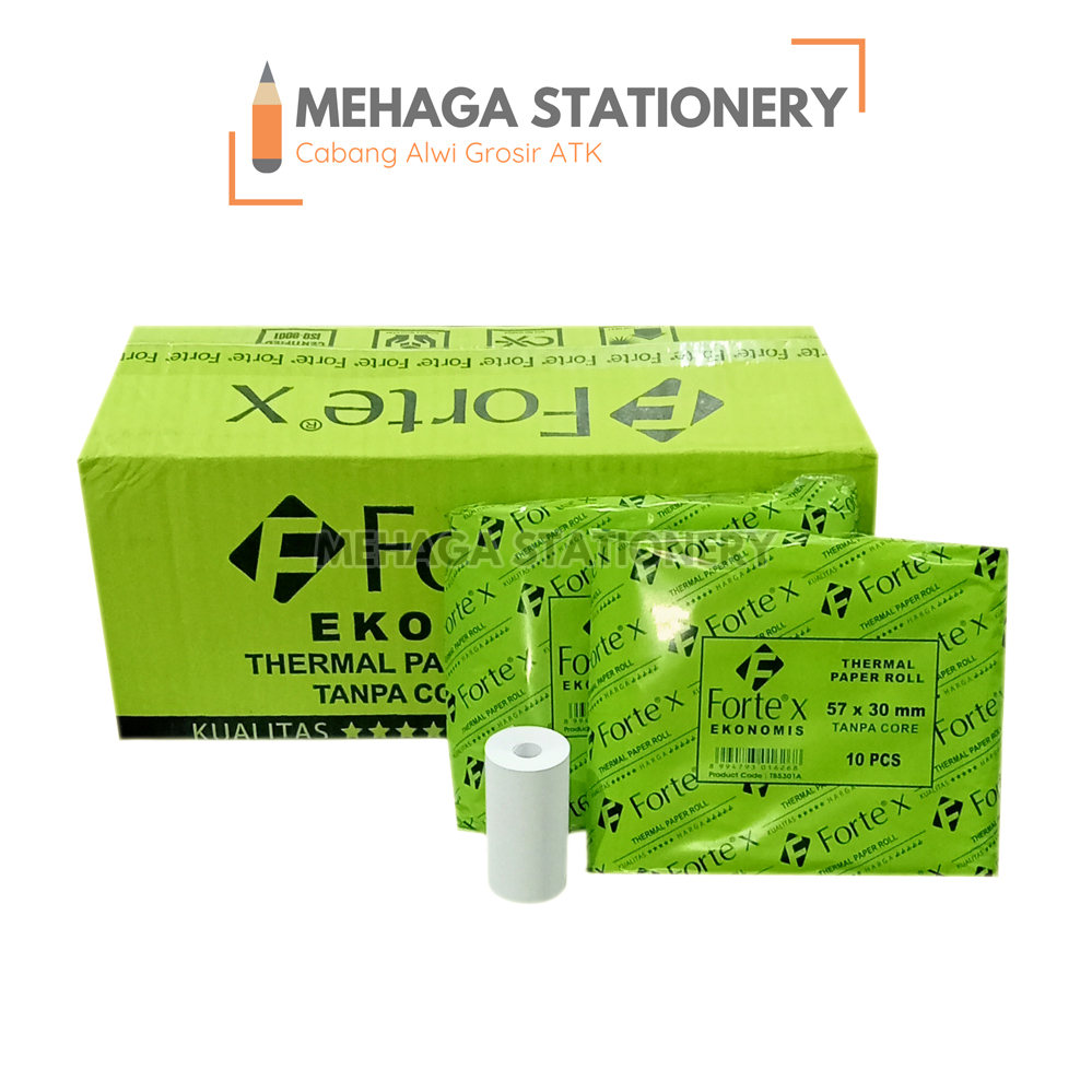 

Kertas Thermal Struk Forte 57x30 Ekonomis | 1 Pack = 10 Roll