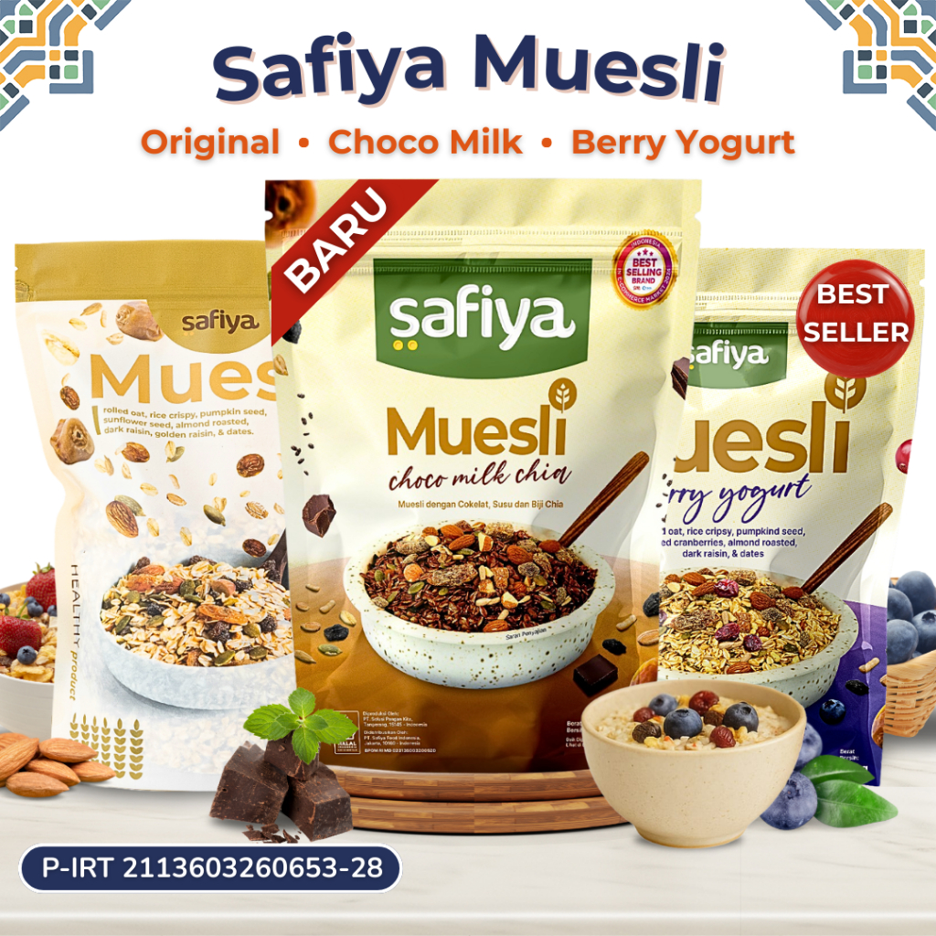 

Muesli Safiya 1 Kg Oatmeal Dried Fruit Almond Sereal Diet Sarapan Sehat Premium