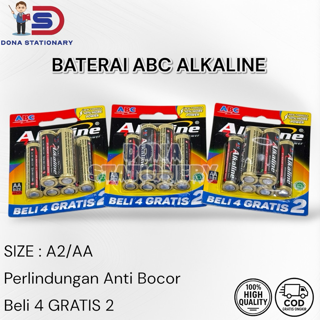 BATERAI ABC ALKALINE A2/AA / Baterai Alkaline Beli 4 GRATIS 2