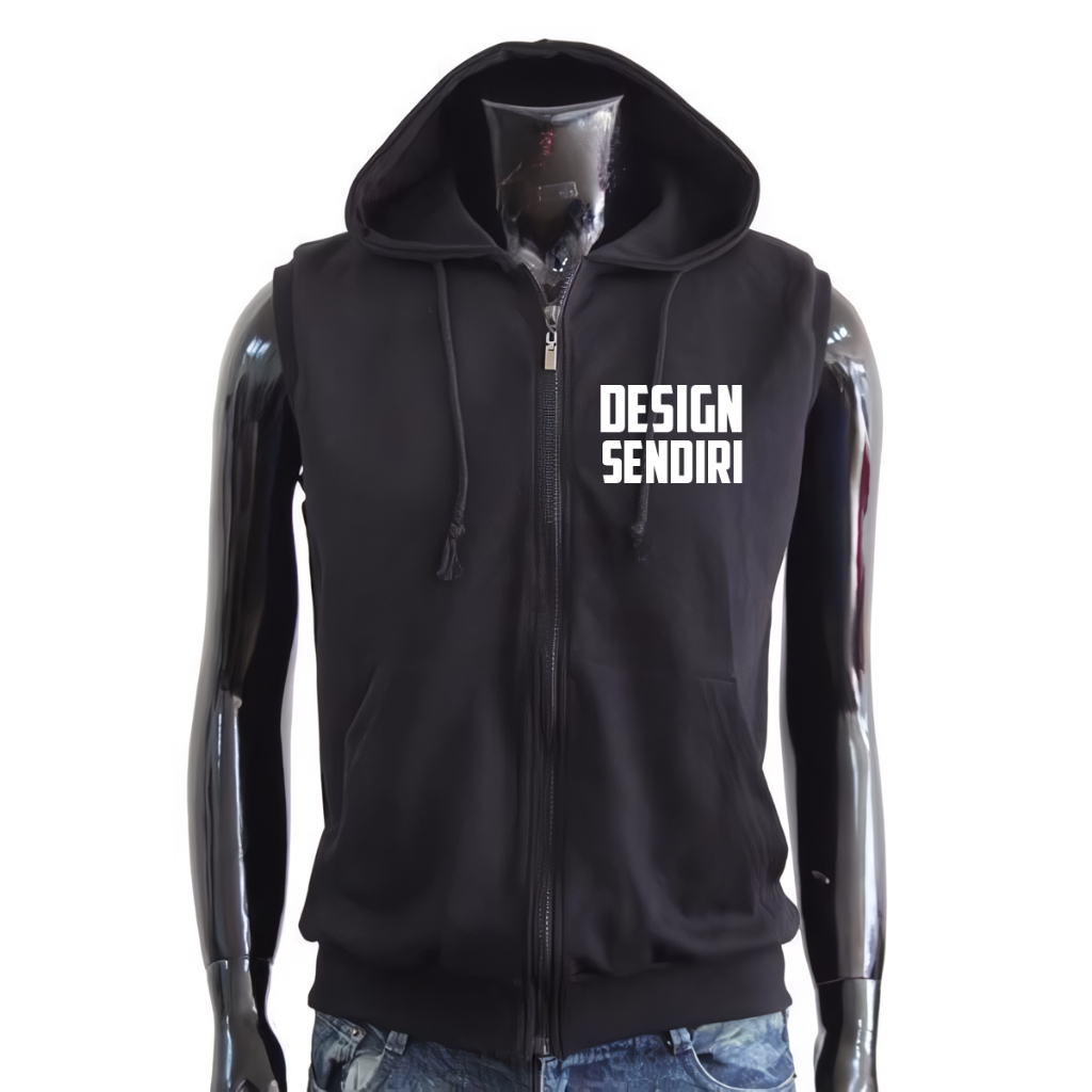 Vest Hoodie Rompi Hoodie Zipper CUSTOM DESIGN SENDIRI