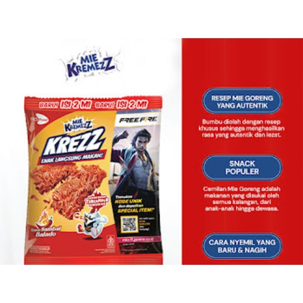 

Mie Kremezz Shorr - Sambal Balado - 1 Karton (6box) - 126 Pcs - 16gr