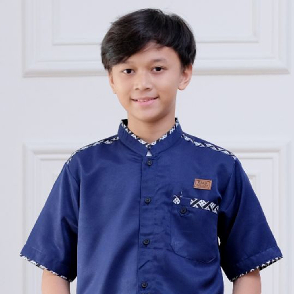 Baju Kemeja Koko Anak Remaja Kombinasi Batik Lengan Pendek