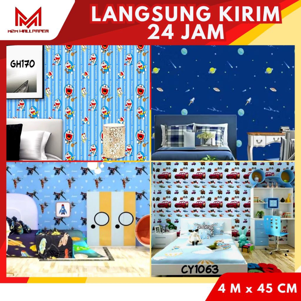 Wallpaper Dinding Kamar Anak Wallpaper Motif Doraemon Wallpaper Dinding Karakter Anak Wallpaper Dind