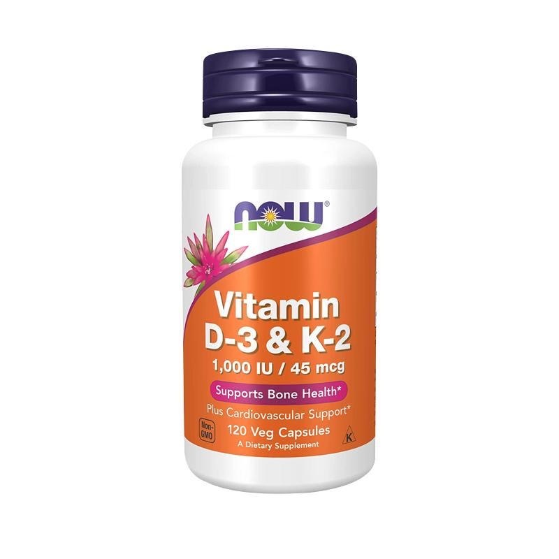 Now Vitamin D3 K2 1000 IU / 45 mcg 120 Capsules