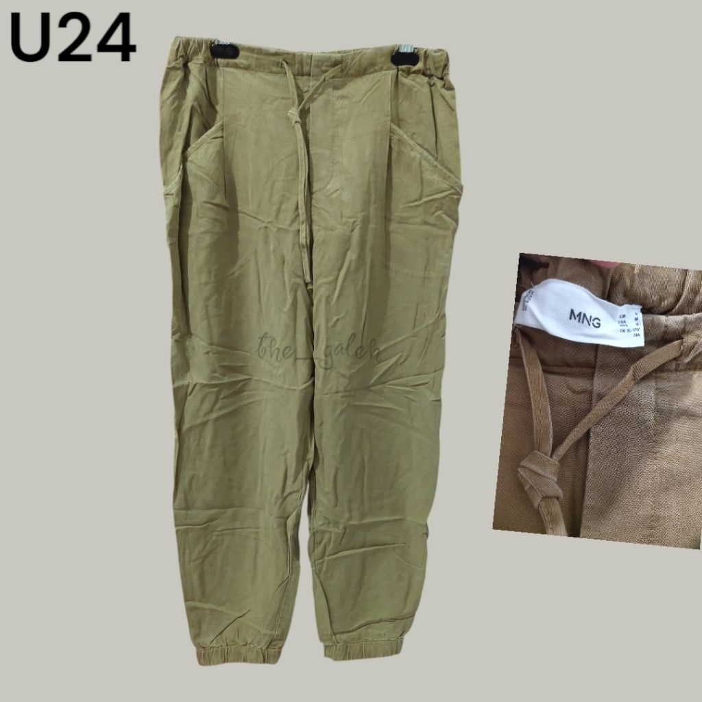U24 Preloved MnG Mango Original 100% Celana Jogger Celana Panjang Coklat Bagus Murah