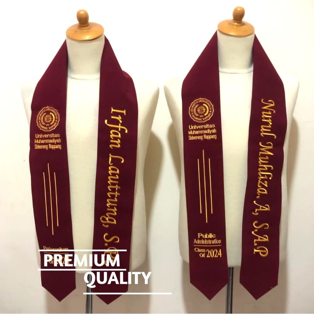 Selempang Wisuda Bordir Custom 2 Lapis