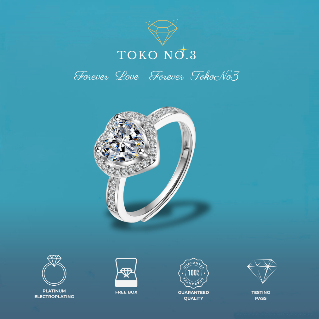 COD Cincin Zirkon Wanita Korea Adjustable Elegan Anti Pudar Couple Kotak Hadiah Cincin Tunangan Toko