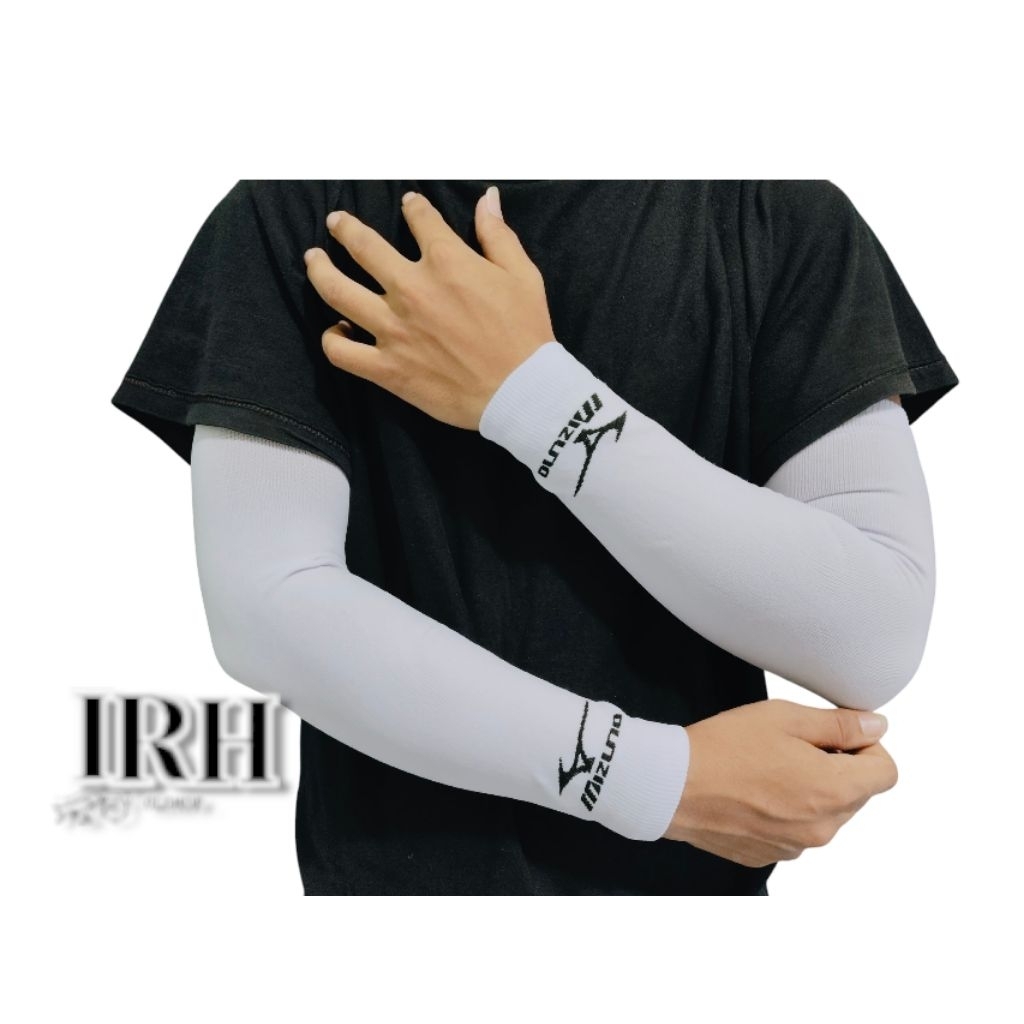 manset tangan mizuno manset lengan panjang manset olahraga hitam dan putih kombinasi