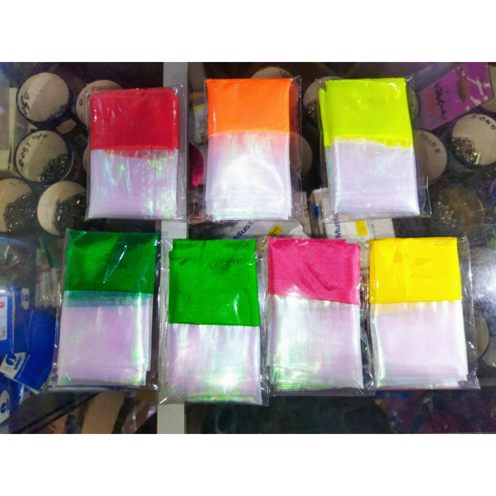 Kain Apollo Kilap Udang Udangan umpan cumi - Kain organdi pelangi double layer