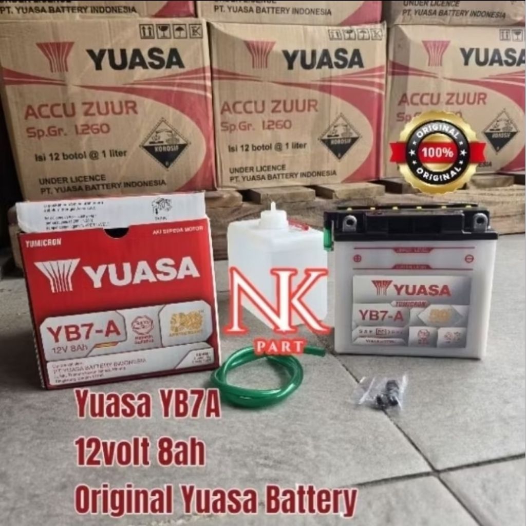 Aki Yuasa YB7A YB7-A Aki Basah Original Yuasa 12v 8Ah
