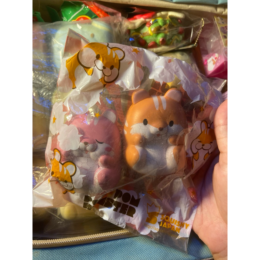 ibloom pom pom hamster orange & pink preloved squishy