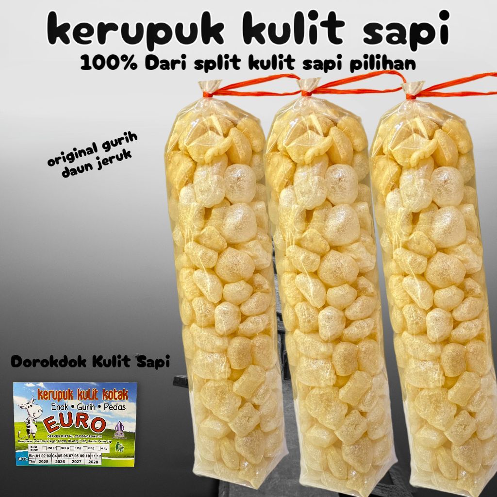 

Cemilan Kerupuk Kulit Sapi / Kerupuk dorokdok / Kerupuk Rambak 1 Bal