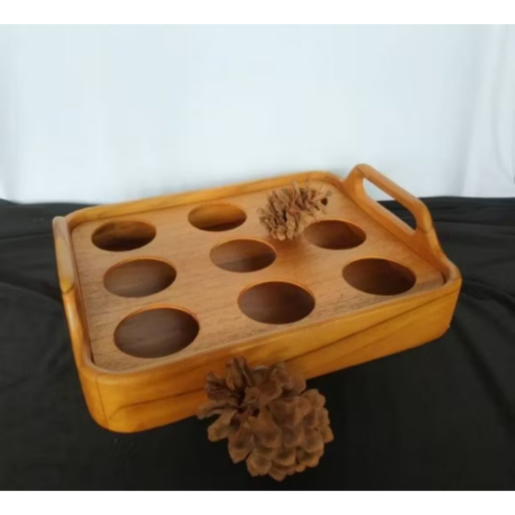 nampan aqua / tempat aqua gelas / wadah aqua gelas kayu jati