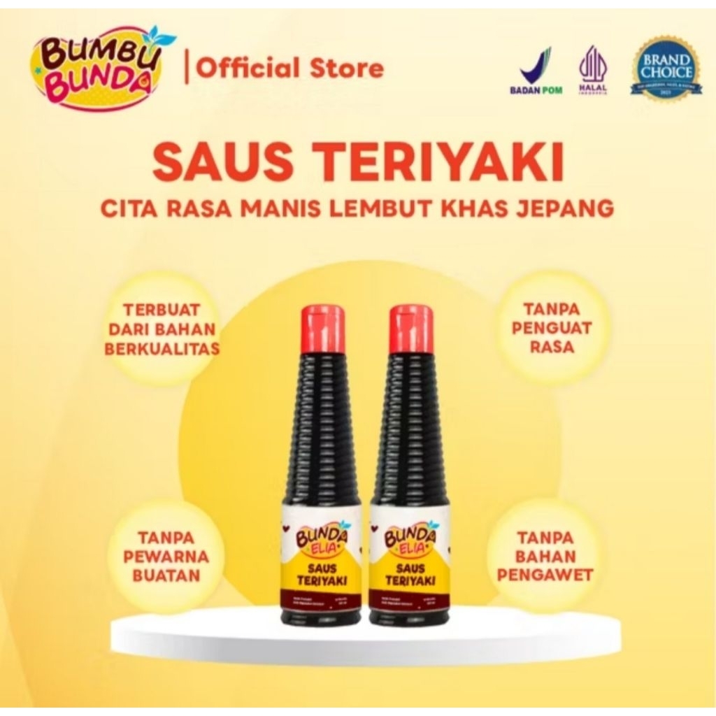 

Bumbu Bunda Elia Saus Teriyaki 140ml Non MSG Non Pengawet / Bumbu MPASI / Bumbu Anak Non MSG
