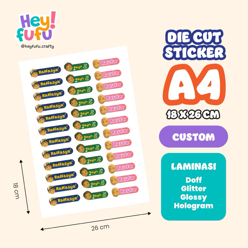 

Custom Print + Cutting Sticker Die Cut A4 Custom | Cetak Sticker Sheet Vinyl