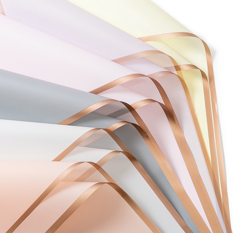 

20 LEMBAR Kertas Bucket Bunga List Gold LIne Emas Flower Wrapping Cellophane Paper Florist KB10