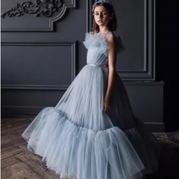 gaun pesta  gaun anak  dusty blue ke  abu muda  wajib membeli  petticoat jika  ingin kembang