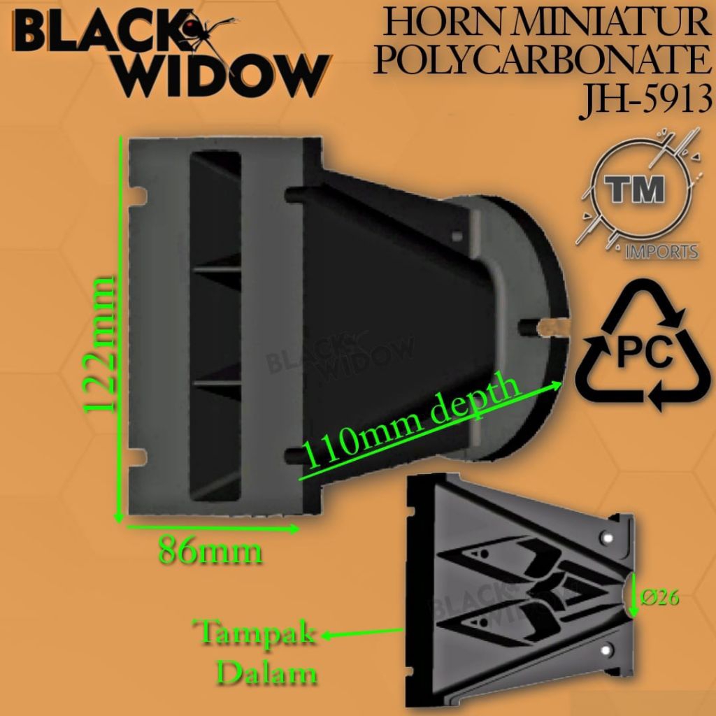 BLACK WIDOW CORONG TWEETER LINE ARRAY PRO JH-5913 HORN PROFESSIONAL MINI A HARMONIKA - EXITS