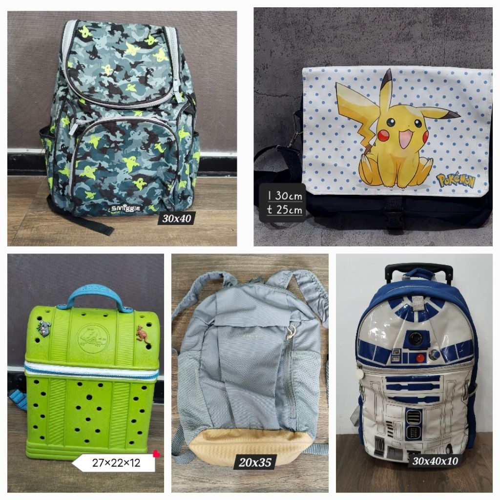 TAS ANAK - TAS SEKOLAH ANAK SMIGGEL POKEMON CROCS DINSEY OLAIAN RANSEL BACKPACK TROLLEY BAG SLING BA