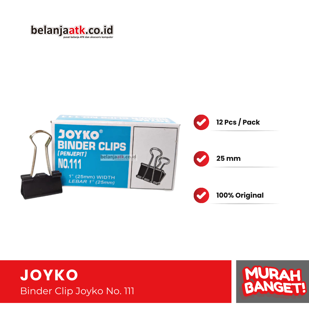 

Binder Clip Joyko No. 111 Ukuran 25 mm (1 inch)