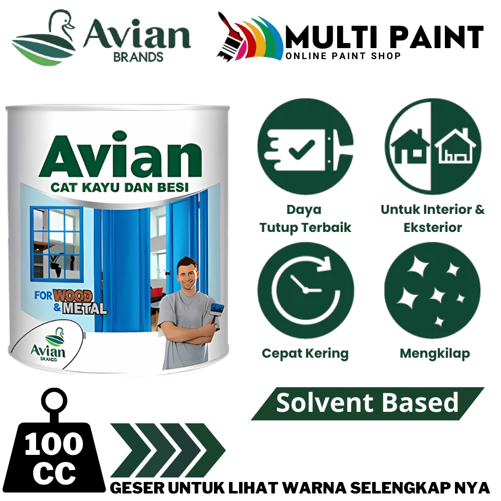 AVIAN CAT KAYU DAN BESI 100CC AVIAN CAT MINYAK 100CC CAT AVIAN HIGH GLOSS 100ML CAT BESI