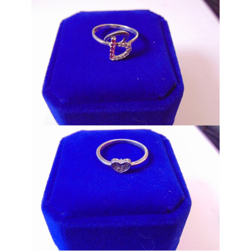 Cincin Perak Terbaru Inisial B/Model Love/Perak 925/Cincin Perak/Lapis Emas Putih