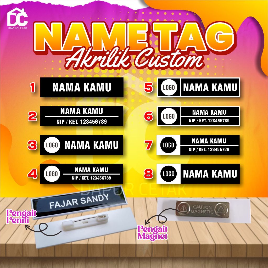 

Name Tag Resin / Nama Dada / Name Tag / Name Tag Peniti / Name Tag Magnet